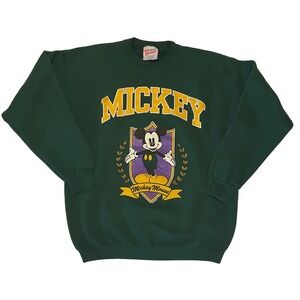 VTG Disney Mickey Mouse Original‎ Green Crewneck Sweatshirt Pullover Size L